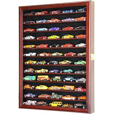 1/64 Diecast / Matchbox Model Car Display Case Cabinet Rack with Door (Cherry)