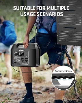 Portable Solar Generator, 300W Portable Power Station with Foldable 60W Solar Panel, 110V Pure Sine Wave 280Wh Lithium Battery Pack with USB DC AC Outlet for Home Use RV Van Outdoor Camping