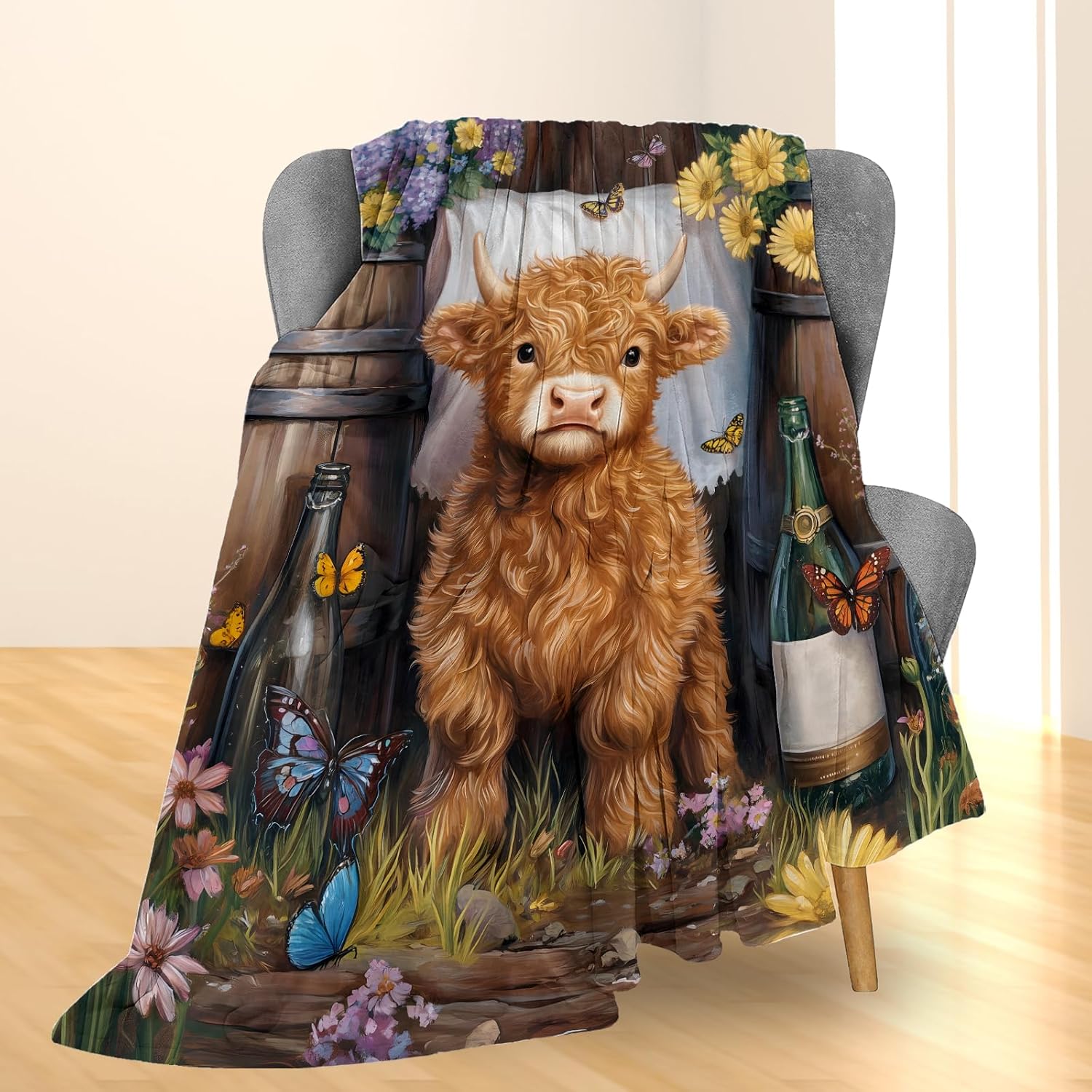 Cute Highland Cow Blanket, Soft Cozy Flannel Throw Blanket for Adults Kids Women Men, Lightweight Warm Fuzzy Blankets for Bed, Couch, Travel & Home Decor 60×50 in - Image 2