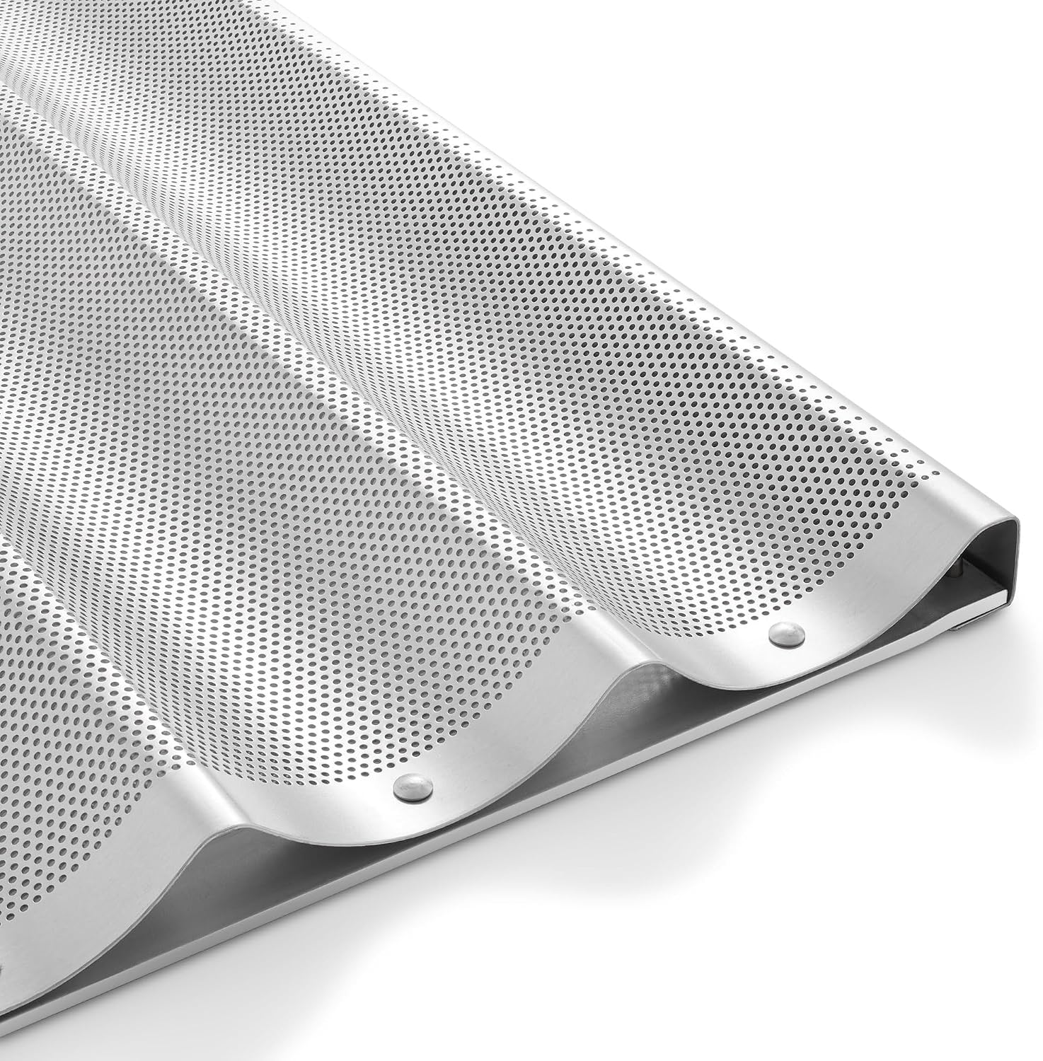 GRIDMANN 18" x 26" Commercial 4 Count Long Aluminum Baguette Pan, Perforated French Bread Loaf Baking Pan