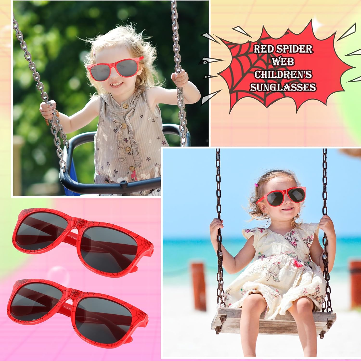 15 Pack Spider Sunglasses Plastic Party Sunglasses Red Bulk for Summer Party Favors Boys and Girls Birthday Party Goody Bag Fillers - Image 3
