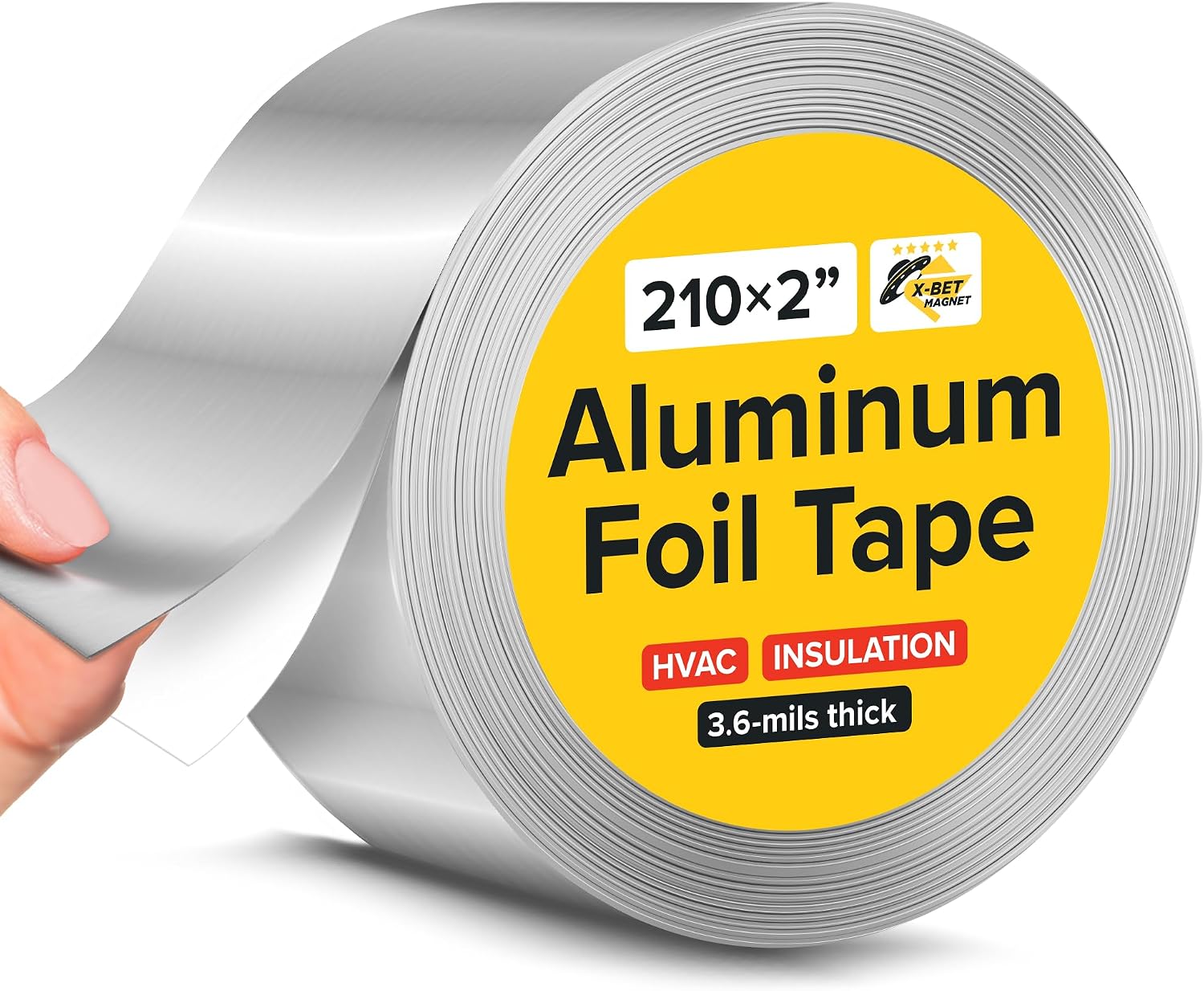 Uxcell Aluminum Foil Tape – 2" X 10 Yards, Black, High Temperature, Single-Sided Conductive, For HVAC Sealing, Duct Patching & Heat Shielding