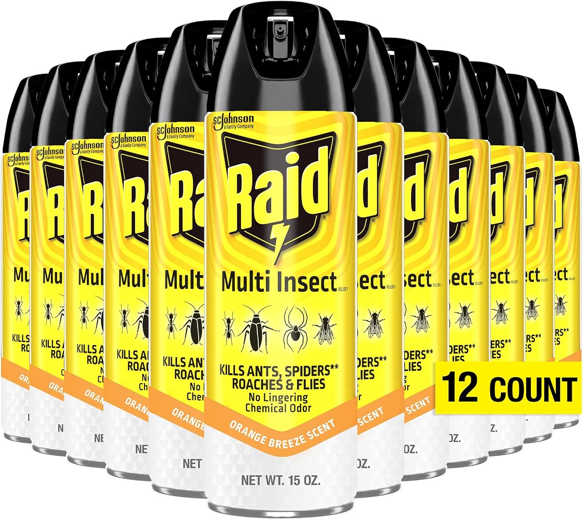 Raid Multi Insect Killer, Orange Breeze 15 Ounce (Pack of 12)