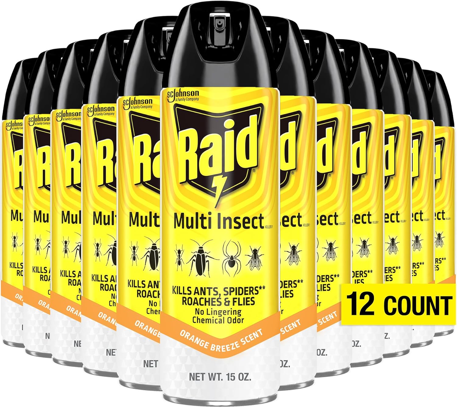 Raid Multi Insect Killer, Orange Breeze 15 Ounce (Pack of 12)