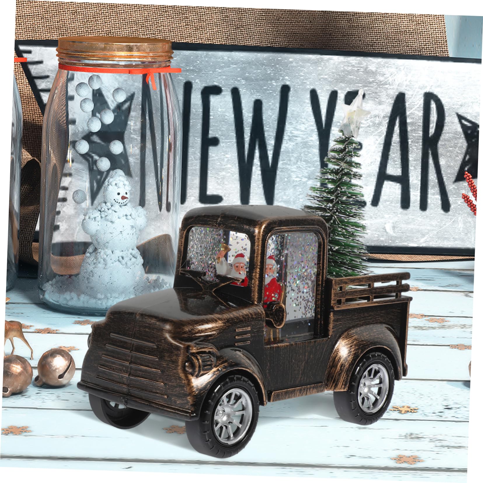 Mini Decorazione Di Babbo Natale A Forma Di Trattore Statua Di Natale Luminosa Per Bambini E Bambine Da Tavolo Con Paillettes Decorazioni Natalizie