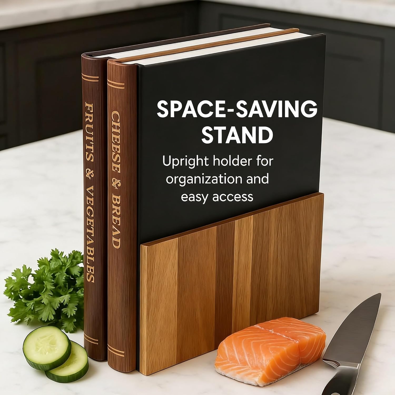 Book Cutting Board Set, Wooden Book Shaped Cutting Board Set with Holder, Book Style Cutting Boards for Kitchen, Cutting Board Book Set for Meat Bread Cheese Fruits (3PC)