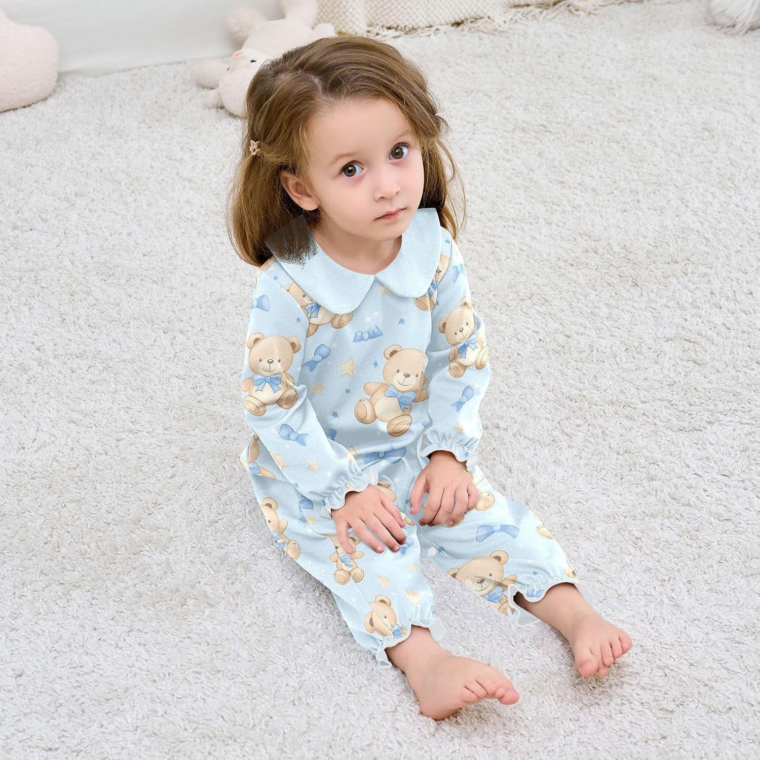 vvfelixl Baby Sleepers Adorable Teddy Bear Long Sleeve Onesie Girl Baby Clothes for Girl Play One-piece for 0-3 months
