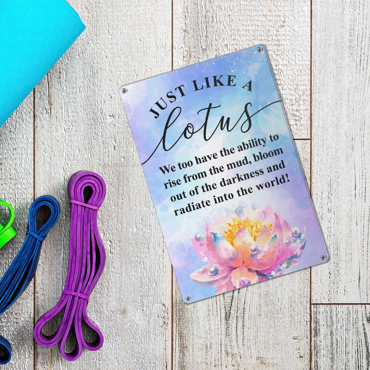 Meditation Buddhism Spa Spiritual Room Metal Decor Sign for Home Gym Yoga Studio Zen Den Inspiration Decorations, Inspiration Spiritual Gifts for Yoga Instructor Meditation Lover, Just Like A Lotus image 5