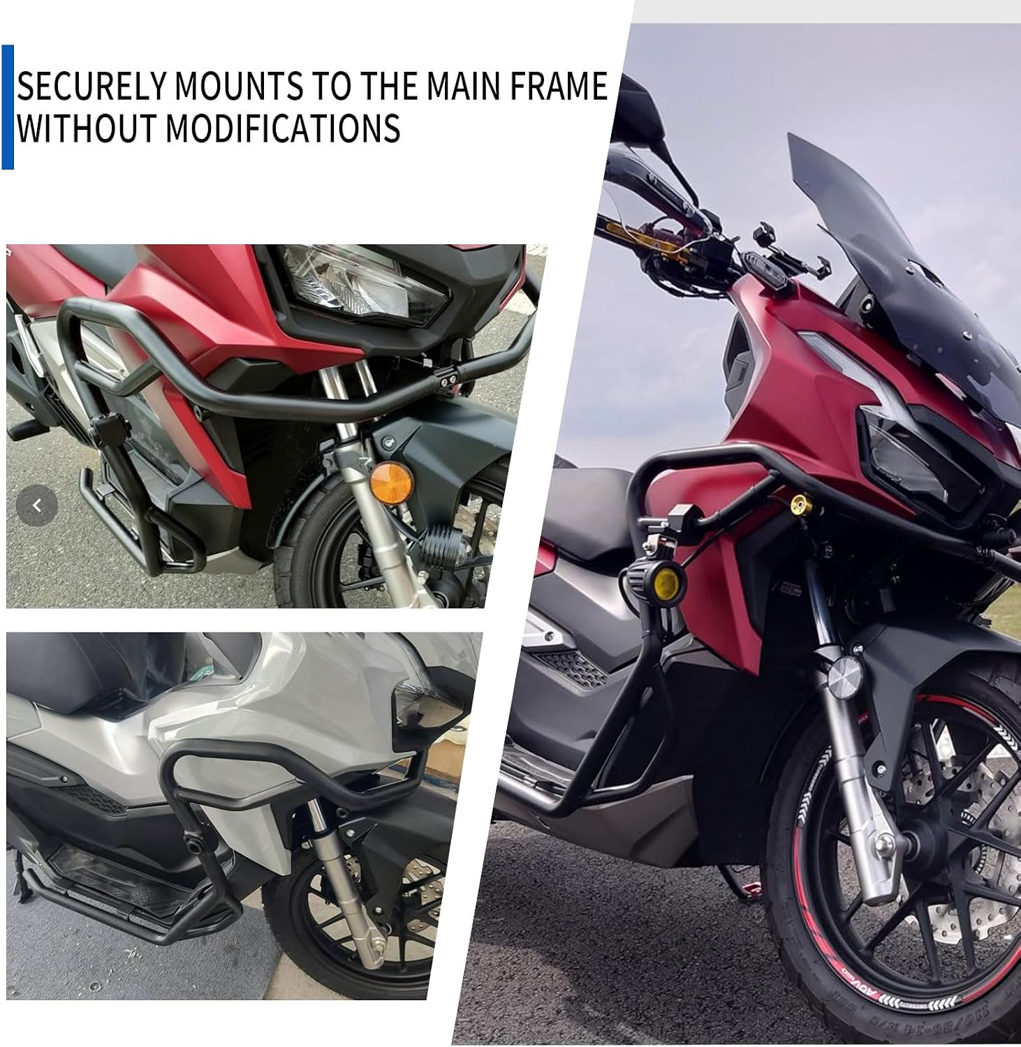 Motorcycle Steel Highway Crash Bar Engine Guard Bumper Crashbar Body Frame Falling Protector fit for Ho&n&da ADV160 ADV-160 ADV 160 Accessories 2023 2024, Black
