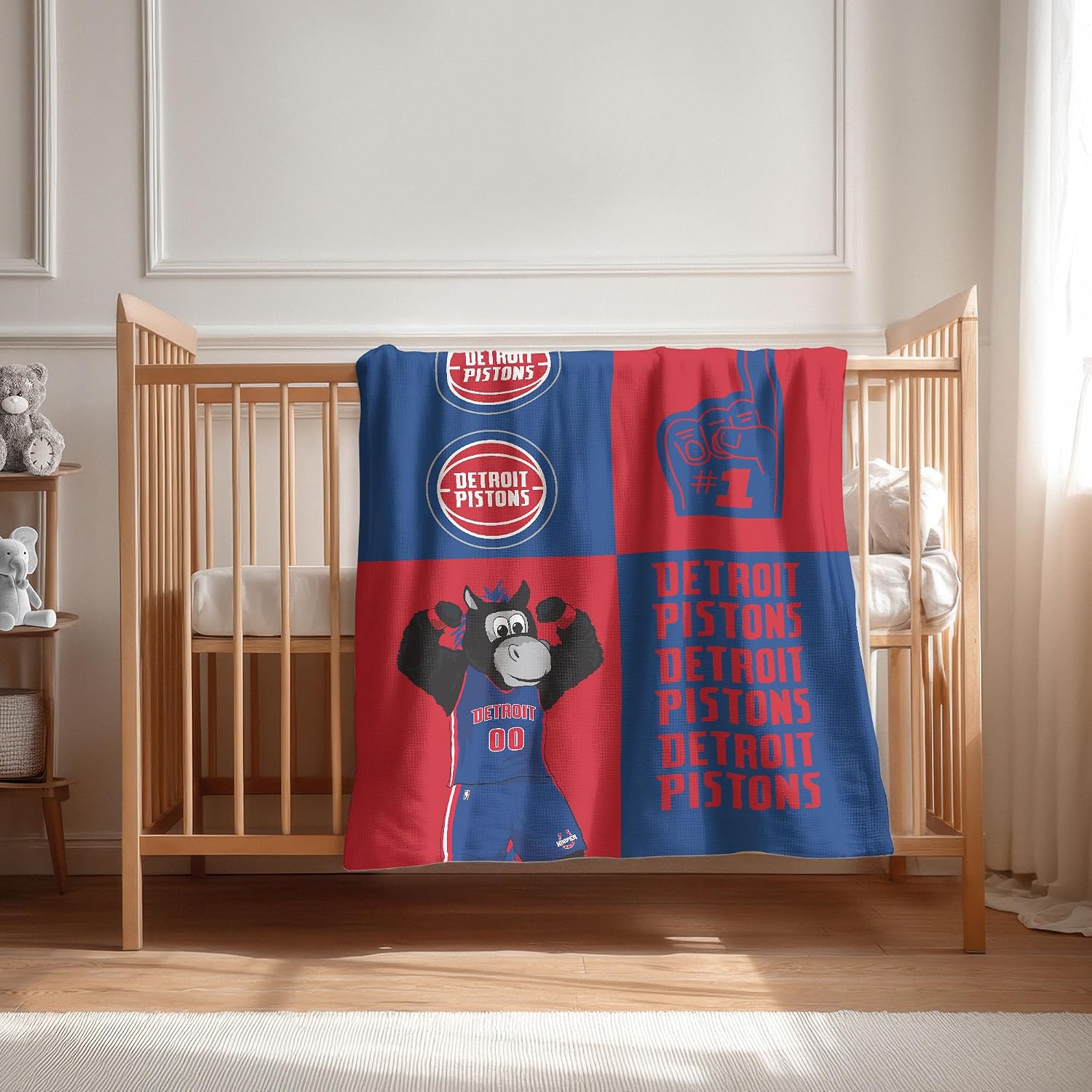 NBA Officially Licensed Baby Swaddle Blanket, 40 x 50 in, Soft Lightweight Polyester, Domino Design