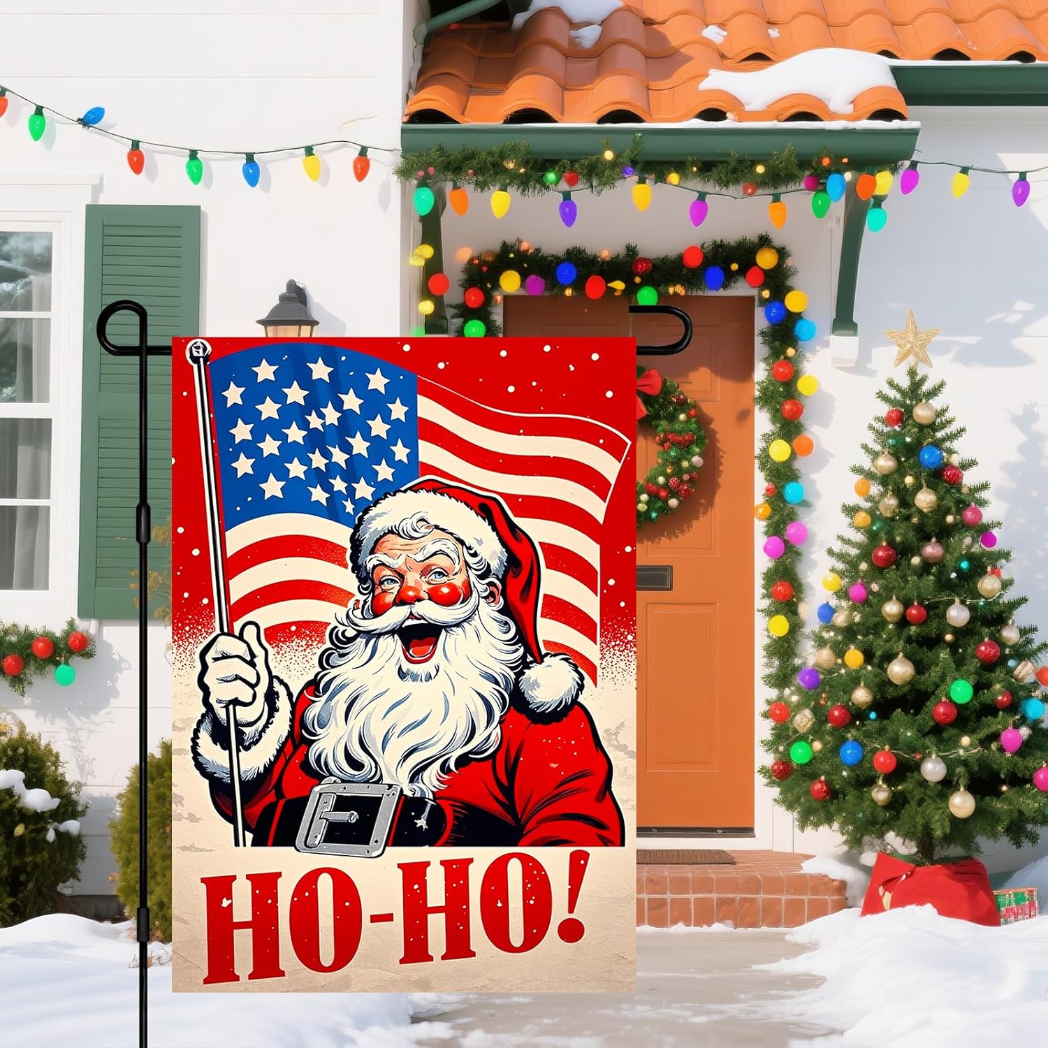 IVN Christmas Vintage Garden Flag 12x18 Inch Santa Claus Merry Christmas Retro Poster Art Flag Double Sided Outdoor Yard Banner for Outside Home Front Door Lawn Porch Patio Welcome Decor - Image 7
