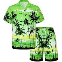 Cromoncent Father and Son Hawaii Vacation Outfits | Lightweight and breathable fabric,parent-child Hawaiian set,beach vacation,cruise travel,tropical party,pool