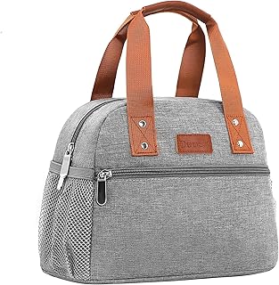 Lunch Bag for Women Freezable Lunch Tote Bag Organizer Reusable Cooler Lunch Box for Adult Outdoor Work,School and Picnic Insulated Lunch Bag with Pocket (Gray)