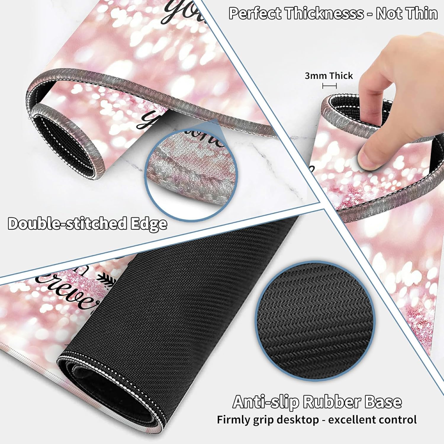 Large Mouse Pad Set 35.4 x 15.7 with Keyboard Wrist Rest, Wrist Support, and Coaster, Waterproof Memory Foam Smooth Desk Pad Mousepad for Home Office School - Pastel Rainbow Star