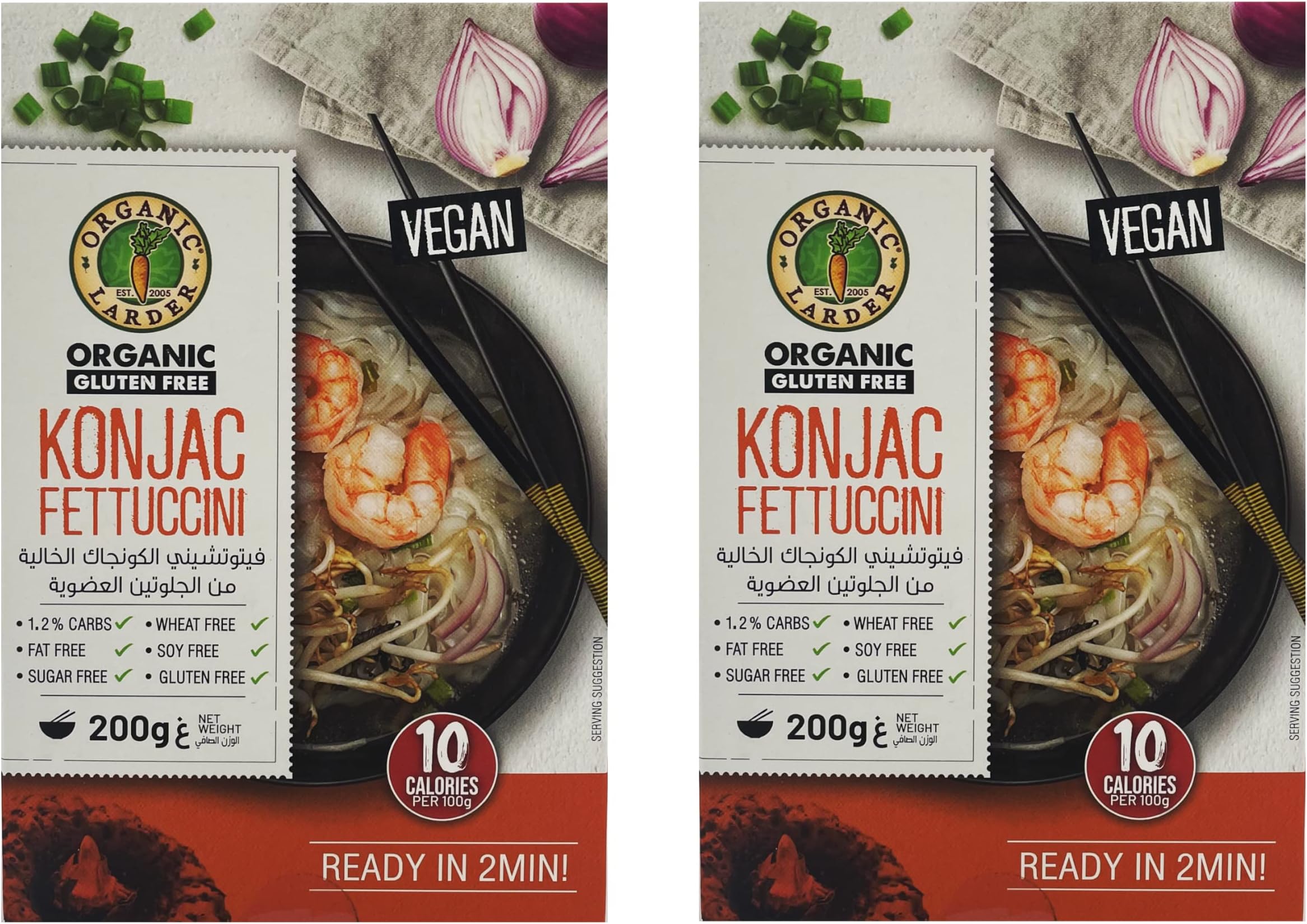 Organic Larder Konjac Fettuccini 200g, Gluten Free, Vegan - Pack of 2