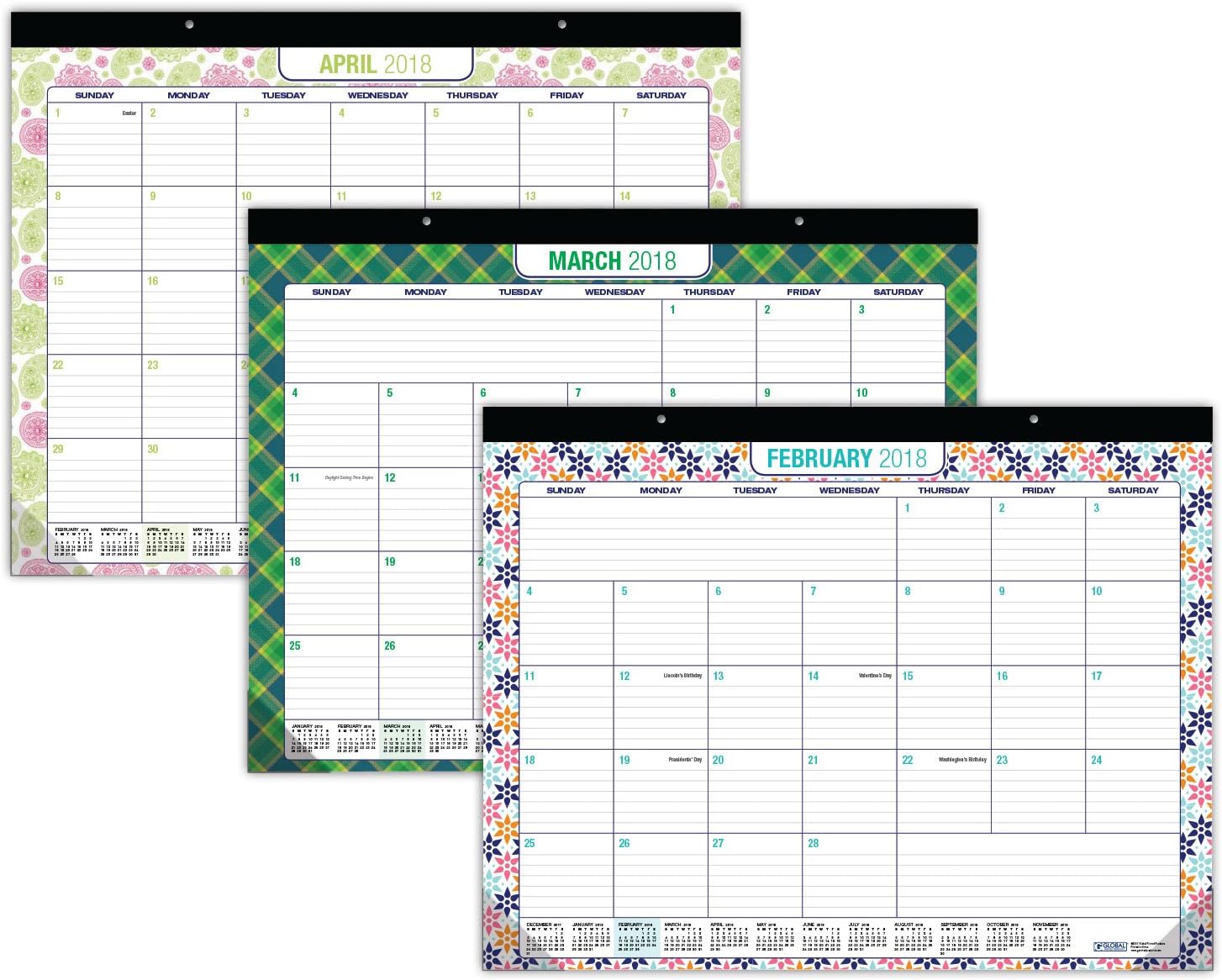 Desk Calendar 2018-22"x17" - (Runs from Now Through December 31, 2018) (1 Pack)