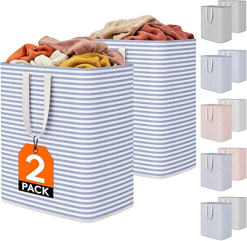 Miniatura 26 de Lifewit Paquete de 2 Cestas de Ropa Grandes Plegables, Cestas de Lavandería Independientes Impermeables con Asas de Fácil Transporte para Cuarto