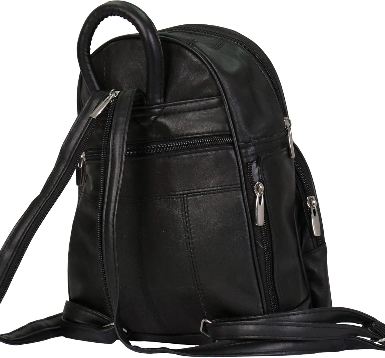 Hot Leathers 18554 Black 9" x 12" x 4" Genuine Leather Mini Backpack