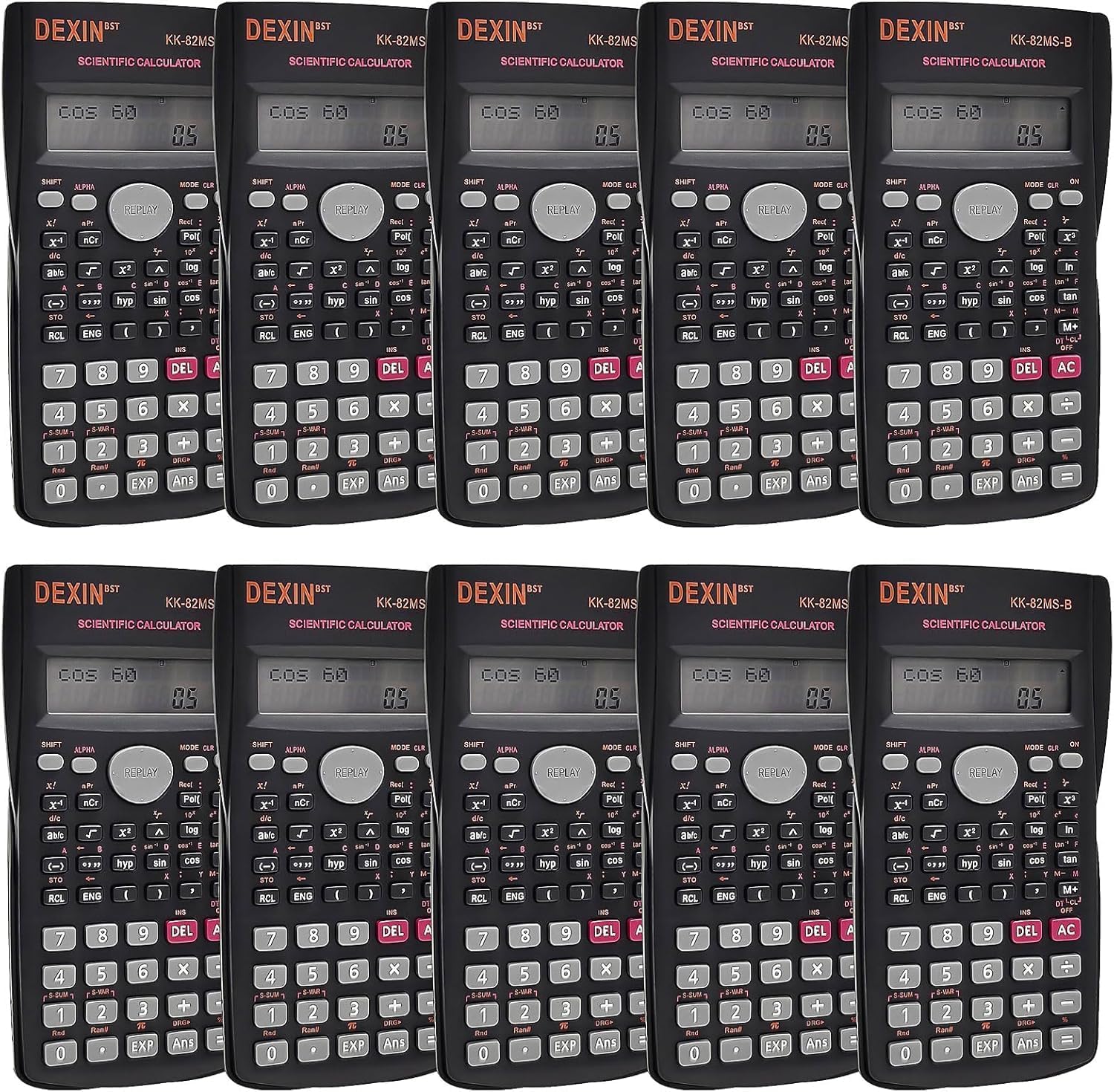 Lot de 10 Calculatrices Scientifiques – Calculatrice Scientifique à Grand Écran à 2 Lignes, Multifonction pour Étudiants, Enseignants, Algèbre, Chimie, Finance, Construction, Bureau, École et Affaires