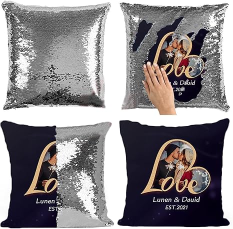 personalized sequin flip pillow
