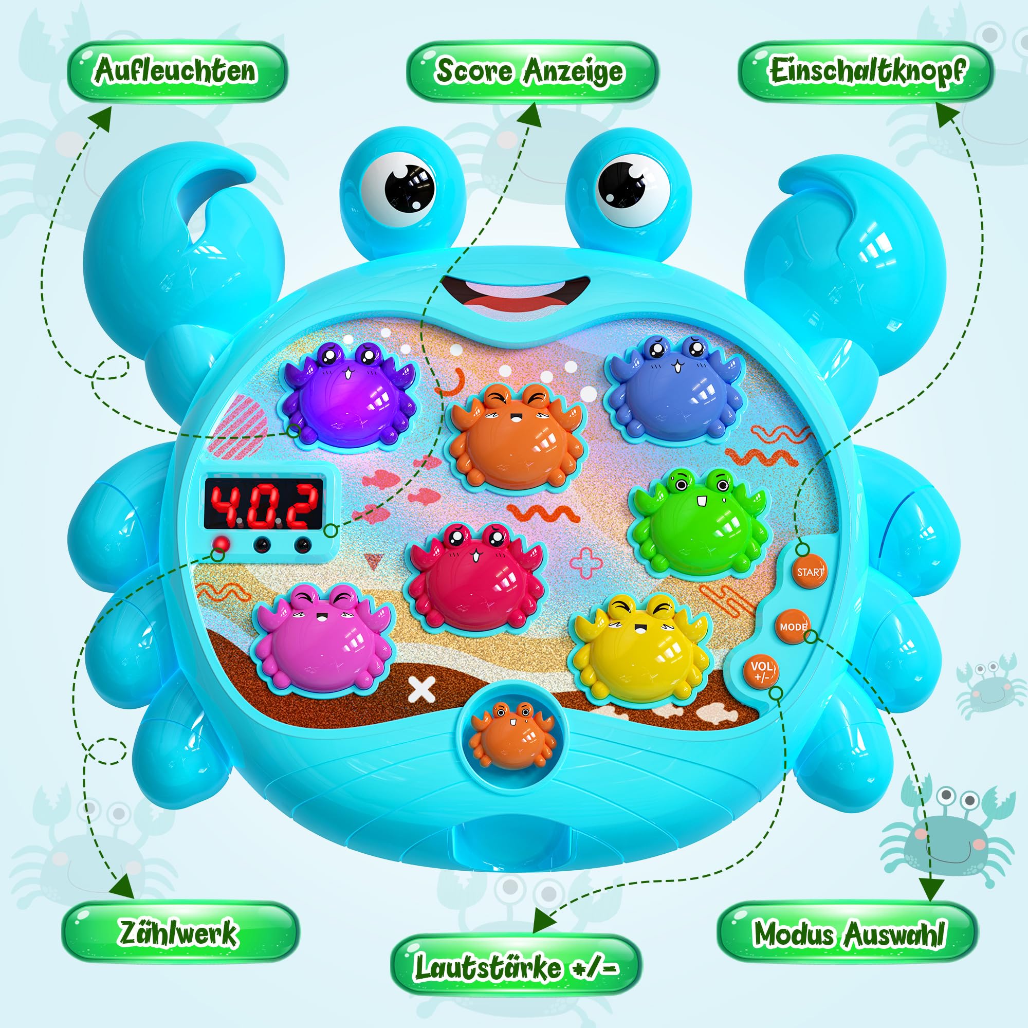 Hot Bee Spielzeug für 2 3 4 5 6 Jahre Alten Jungen Baby Spielzeug Kinderspielzeug für Kinder Frühes Lernen Whack A Krabbe Spiel für Kleinkinder mit Sound&Light Geburtstagsgeschenke Hämmern