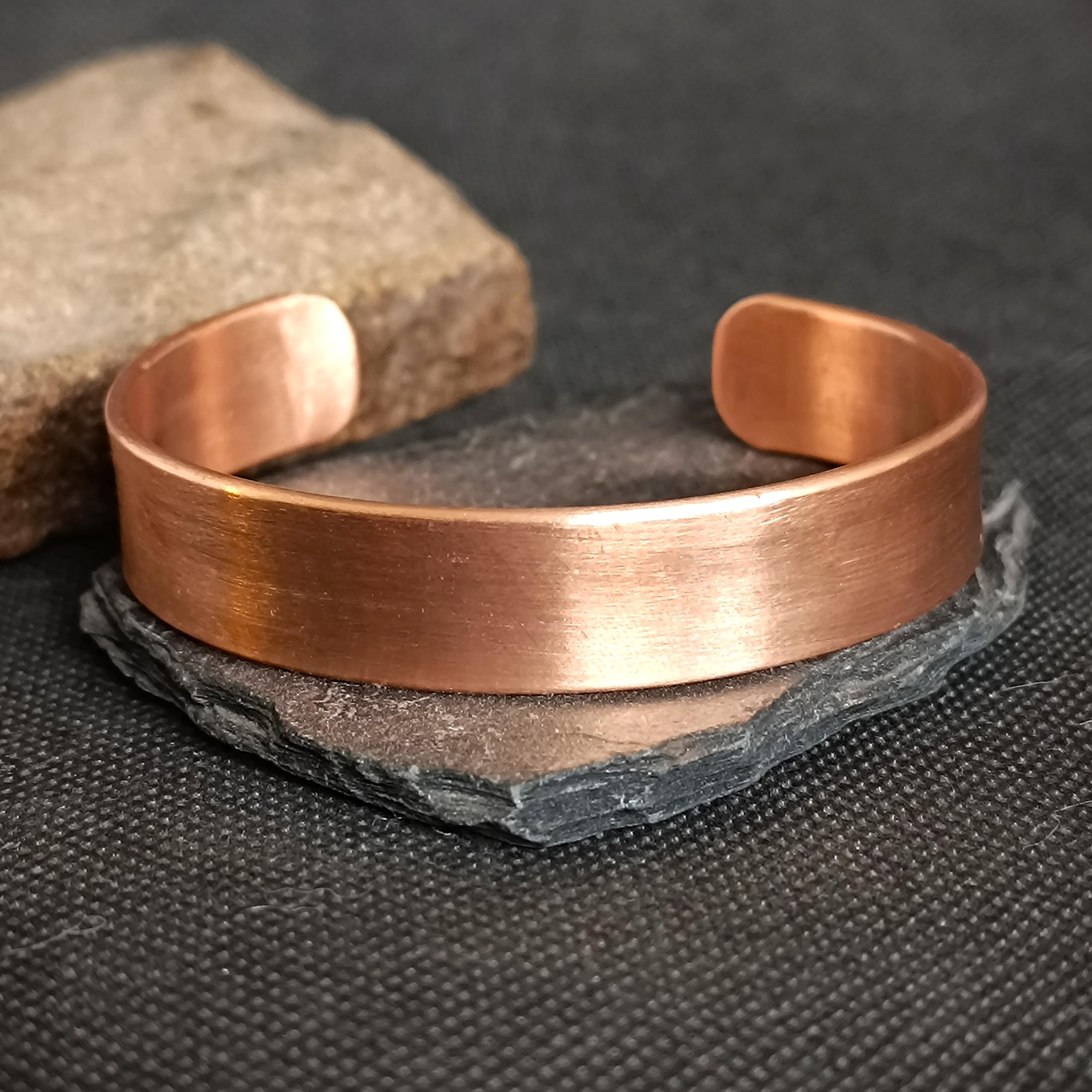 Genérico Pulsera de Cobre Hecha a Mano, 100% Cobre Puro, Joyería para Hombre, Brazalete de 14 mm, Regalo de Septimo Aniversario