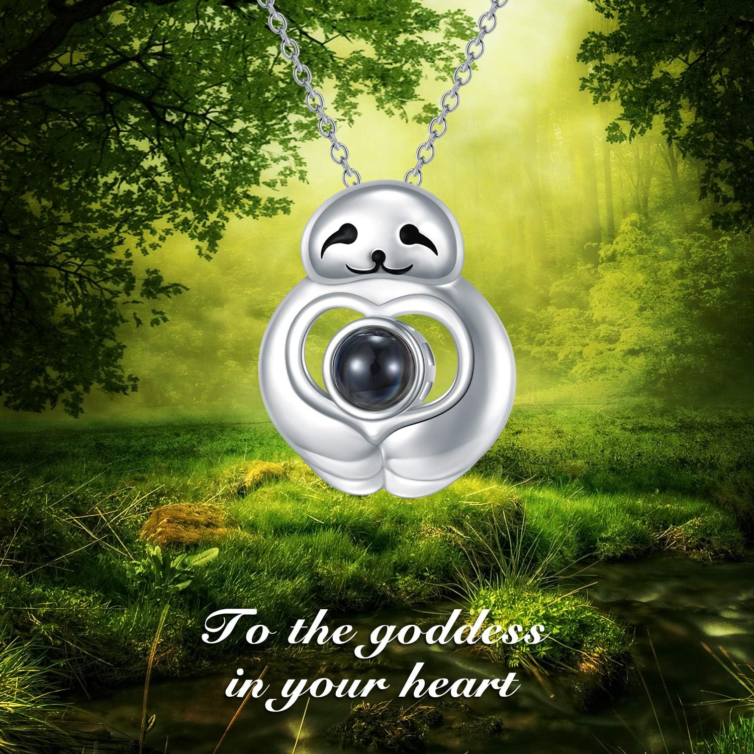 HARMONY BOLA 925 Sterling Silver Sloth Animal Pendant I Love You Necklace 100 Language Love Memory Projection Clavicle Jewellery Gift For Women Girlfriend - Image 3