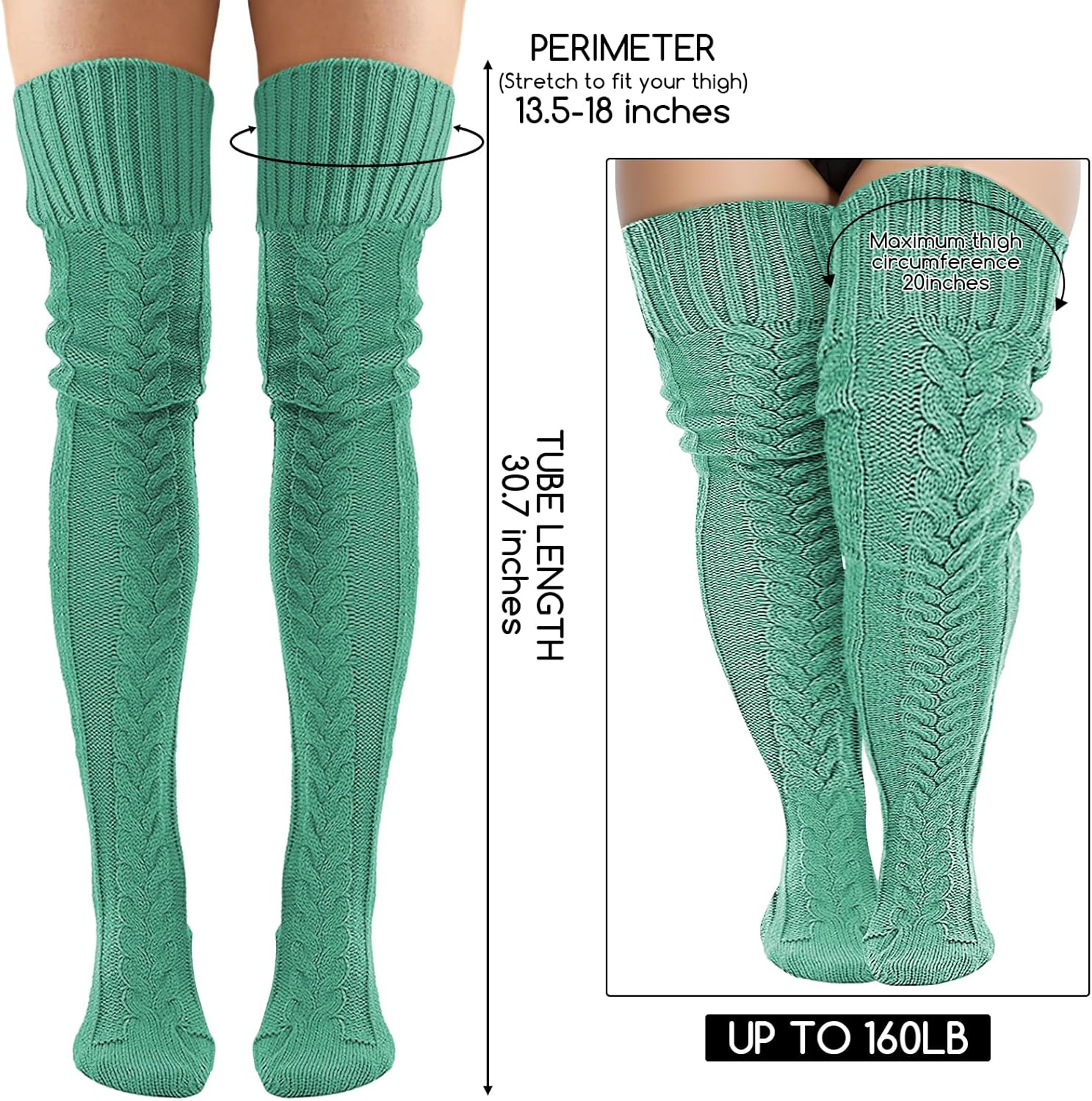 Buauty Women's Cable Knitted Boot Socks Extra Long Thigh High Winter Stockings Over Knee Leg Warmers - Image 3