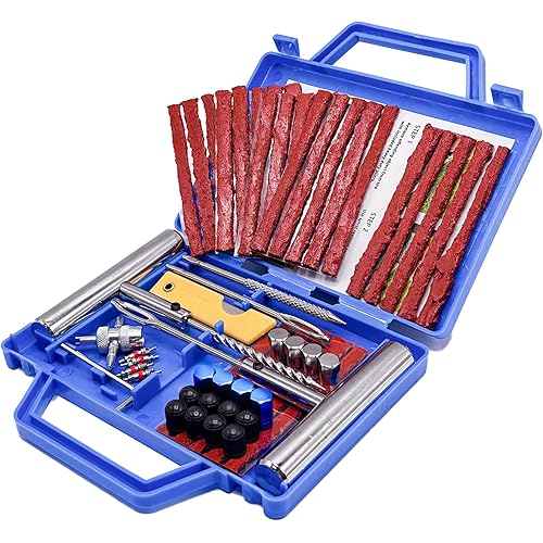 Car Tyre Repair Kit, Tyre Repair Kits (58 Pieces) Tyre Puncture Repair Kit, Meche Flat Tyres for Cars, Motorcycles, Trucks, SUVs, ATVs, Tractors, Campers
