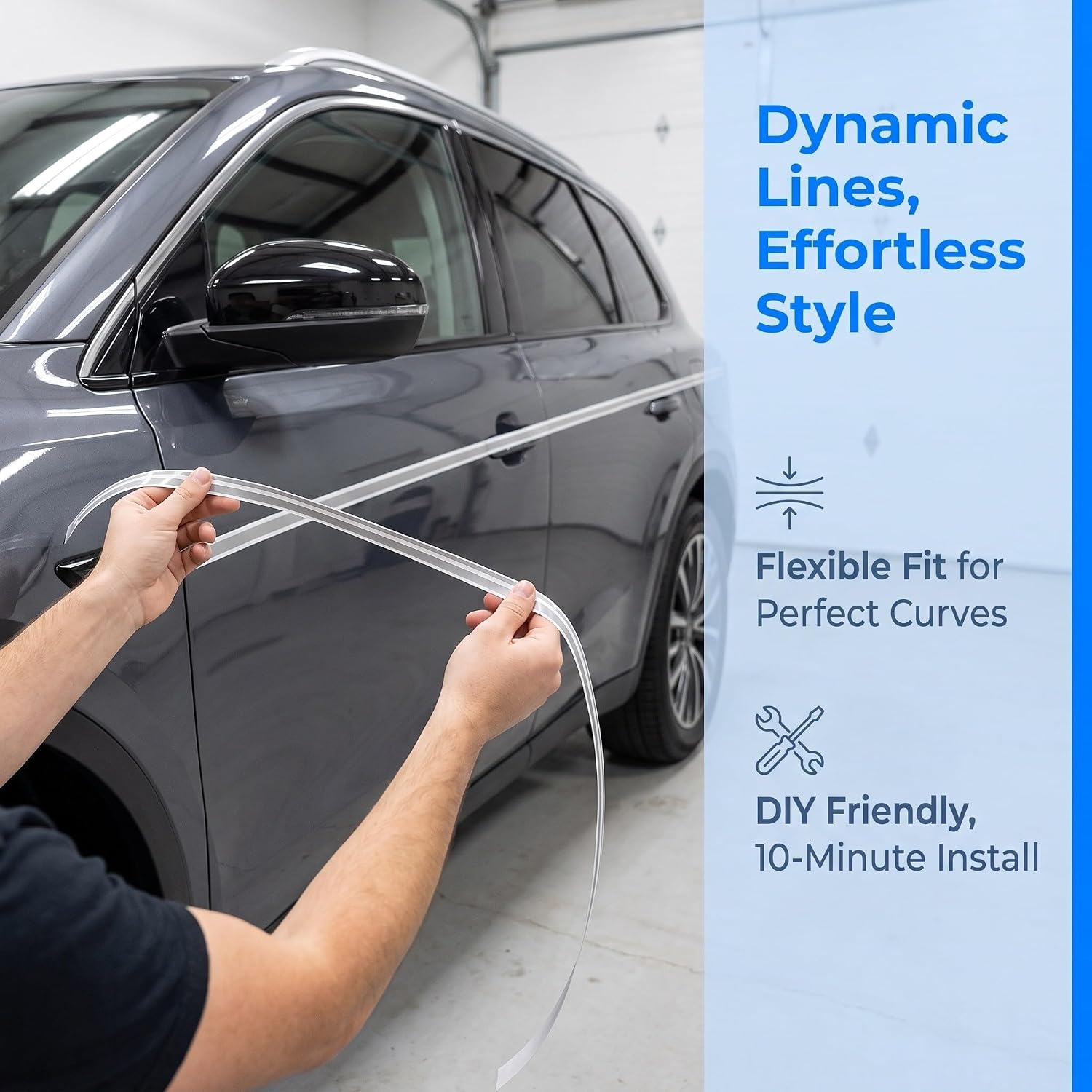 2 Rolls Silver Car Body Stripe Tape for Doors and Pickup Trucks