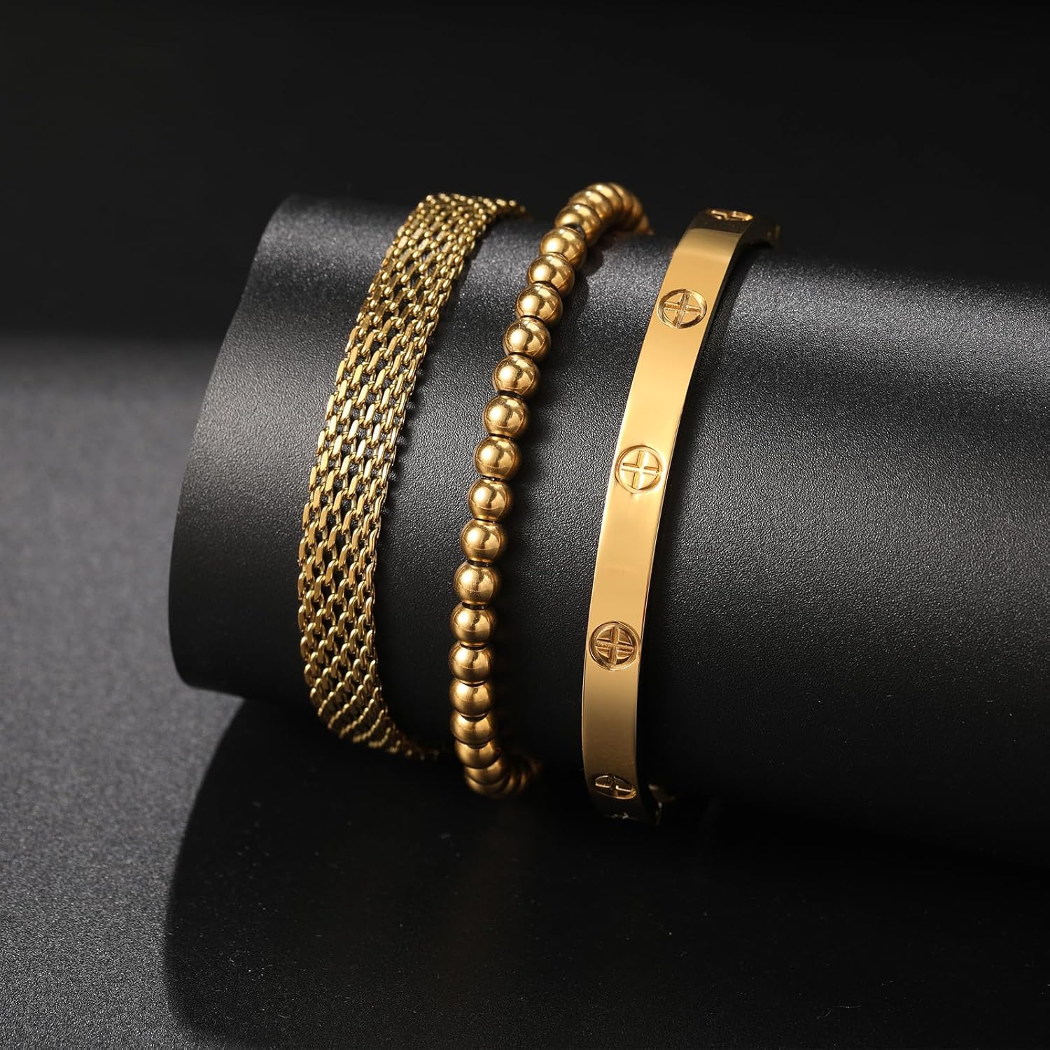 18K Gold Plated Love Bangle Bracelet Set Cubic Zirconia Classic Stainless Steel Adjustable CZ Gold Tennis Love Bracelets Stack for women - Image 2