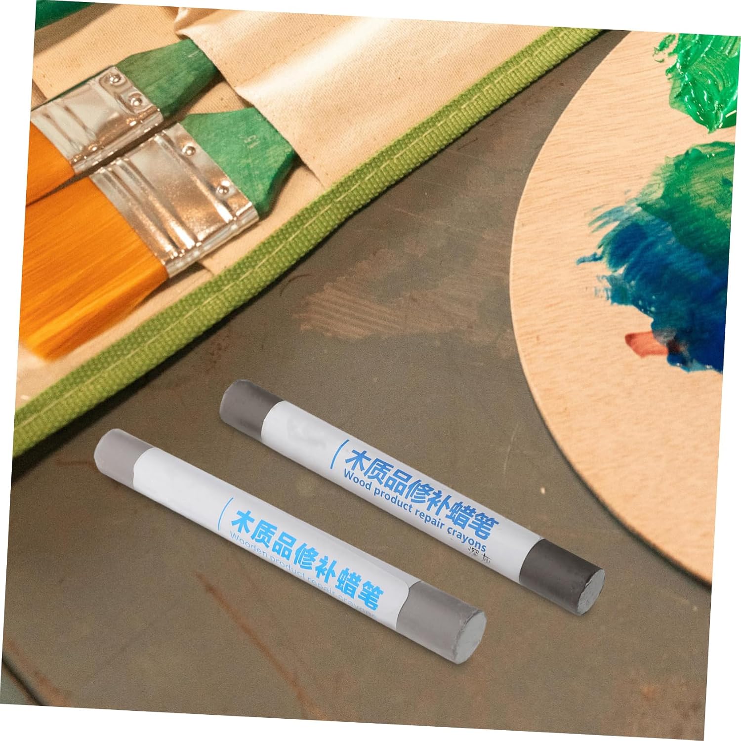 5pcs Furniture Repair Wax Crayons Filler in Pure White Light Gray Gray Dark Black for Scratches Holes on Tables Desks Floors and Cabinets
