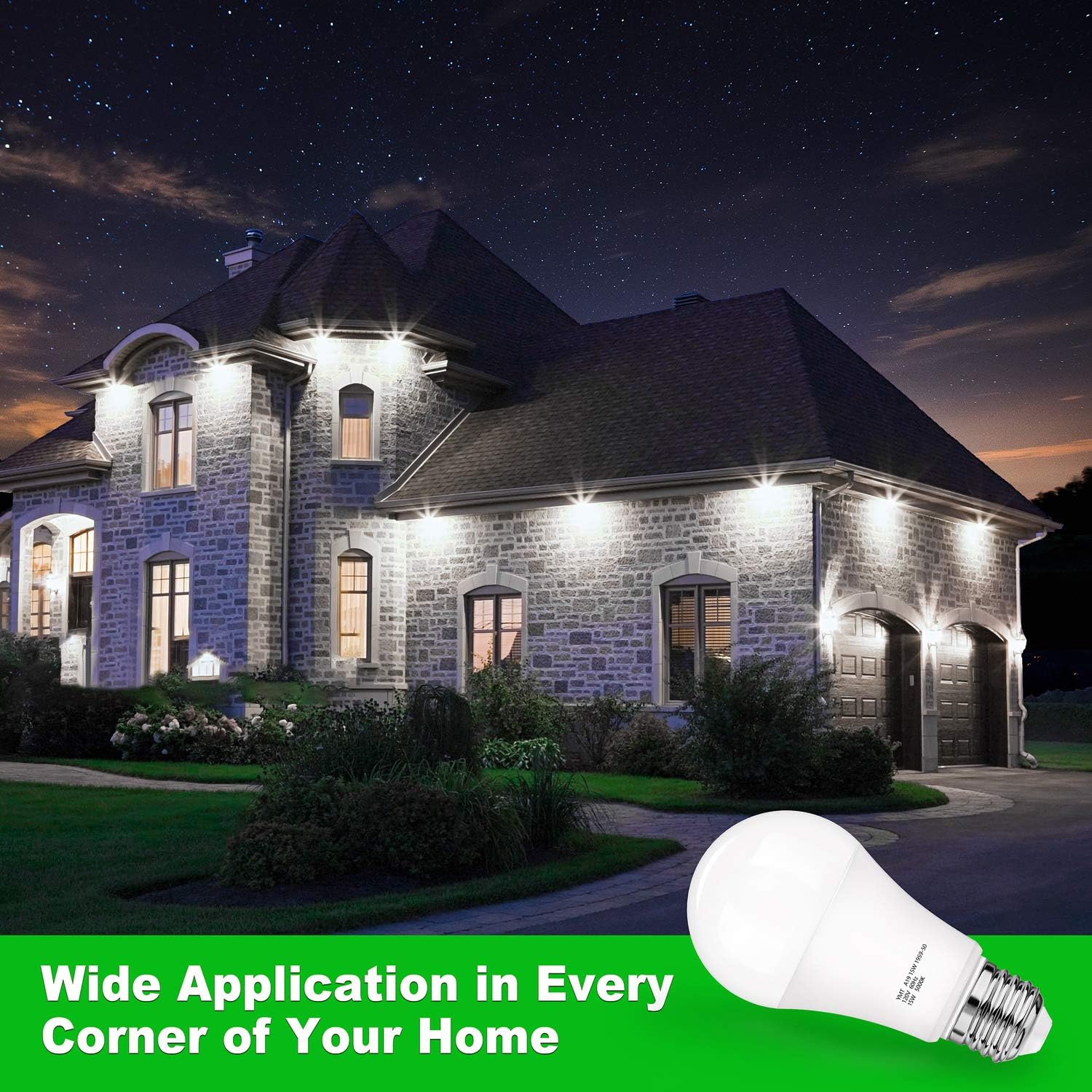 Dusk to Dawn Sensor Light Bulb, A19 15W(100-125W Equivalent) LED Auto On Off Light Bulbs, 1500 Lumens E26 Base, Daylight White 5000K Smart Sensor Lighting Indoor Outdoor for Porch Garage Yard, 6-Pack