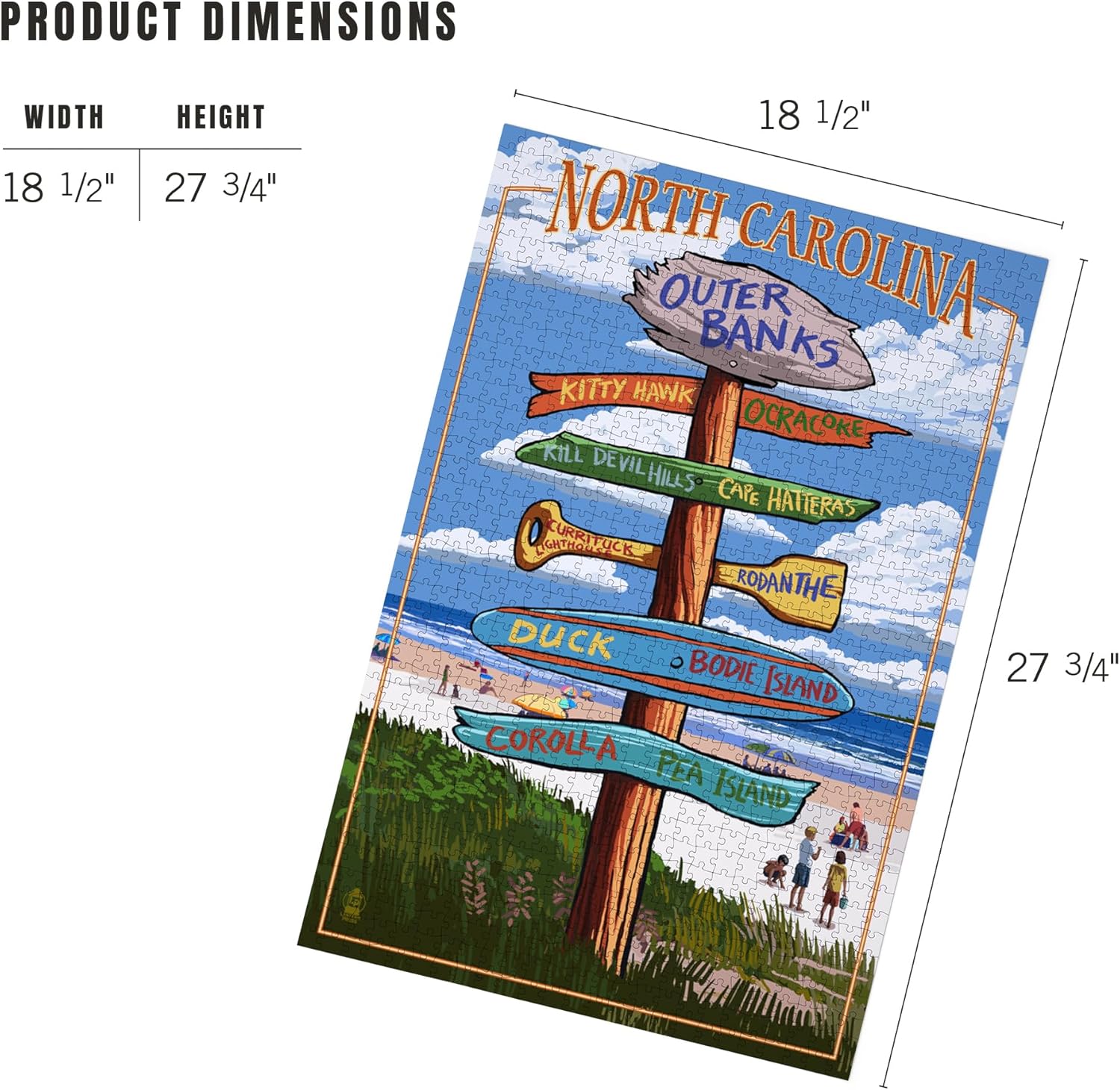 Outer Banks, North Carolina, Destination Signpost (1000 Piece Puzzle, Challenging Jigsaw Puzzle for Adults, Made in USA)