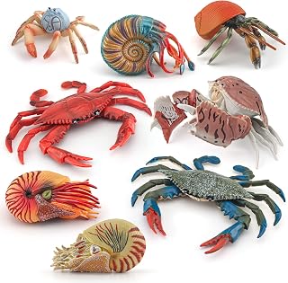 Jumbo Sea Creatures Toys for Kids Set 8PCS Nautilus Toy Figure Crab Figurine Model Educational Science Shark Toys Boy Birthday Gift