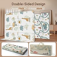 Vista 6 de Foldable Baby Play Mat for Floor, PIGLOG 79x71 Extra Large Crawiling Play Mat for Babies, Waterproof & Portable Tummy Time and Non-Toxic Soft Foam