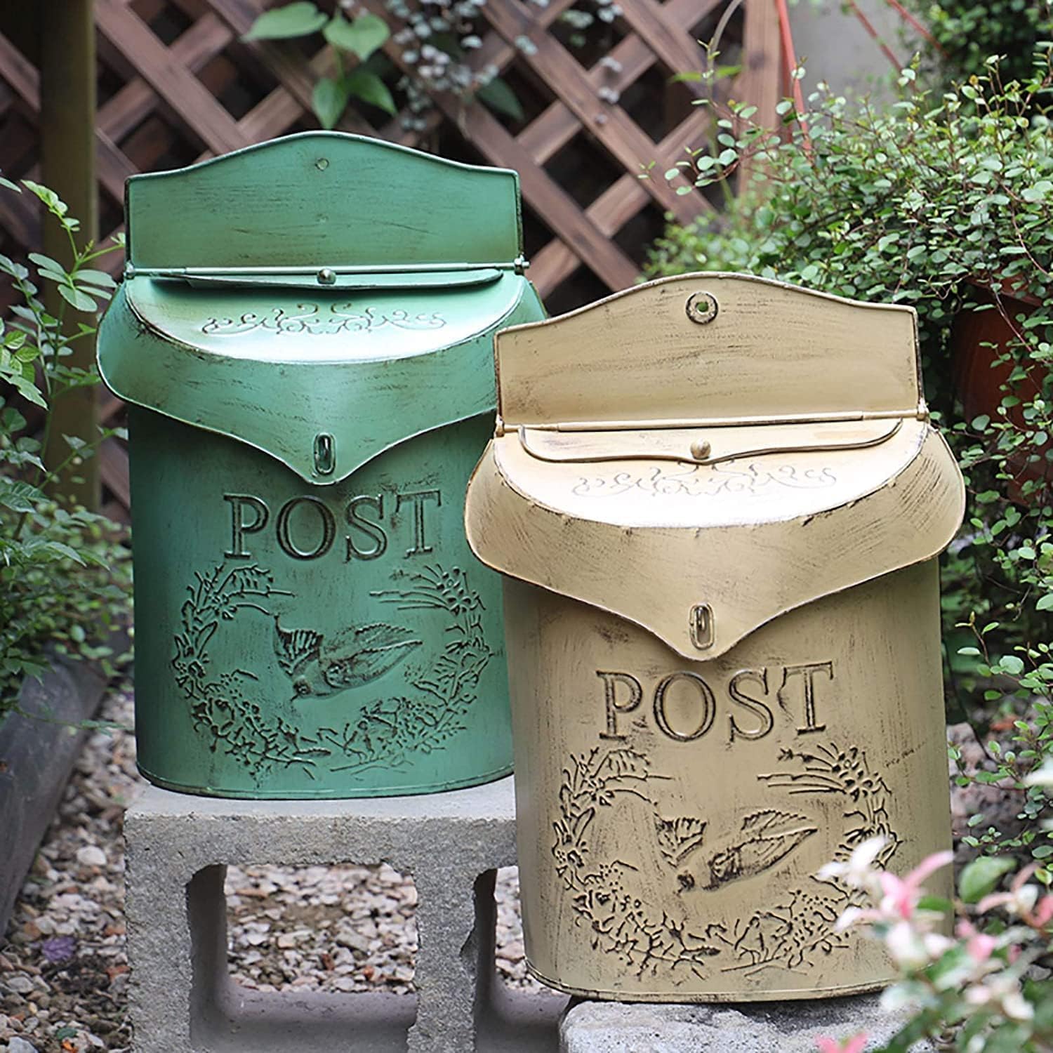 Key Drop Box Mailbox Metal Iron Drop Box Creative Irregular Post Box Vintage with Lock and Key Parcel Box Outdoor Garden Suggestion Box Easy to Install