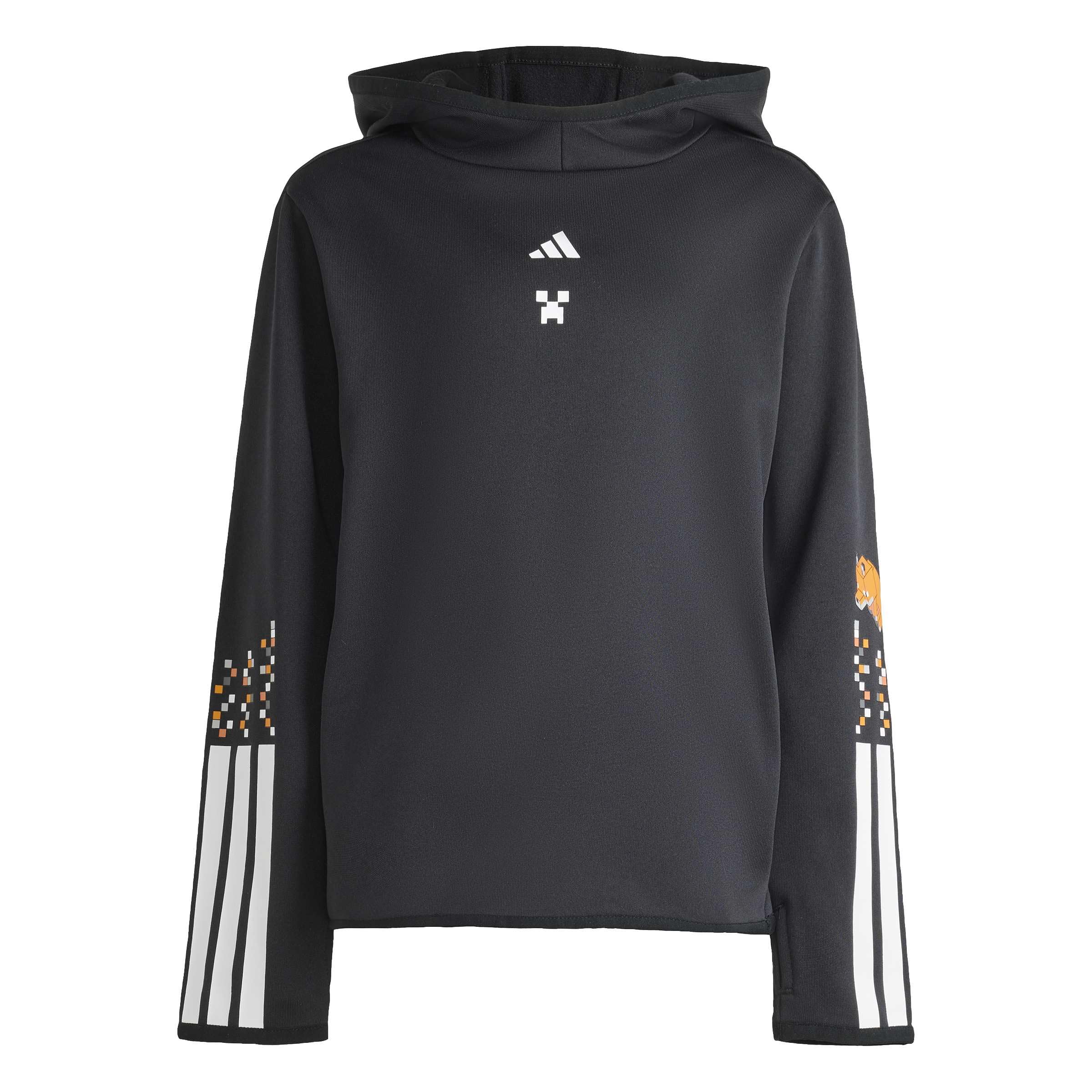 Adidas Unisex Kids Noir Child Hoodie Minecraft Training 3 Stripes