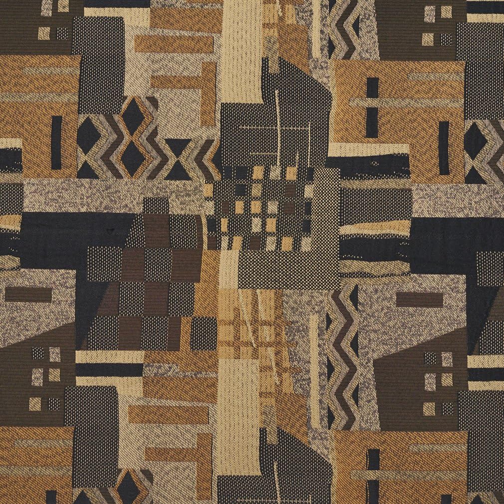 Brown Black Grey and Gold Large Scale Southwest Upholstery Fabric by The Yard - SKU: Caroline Aztec