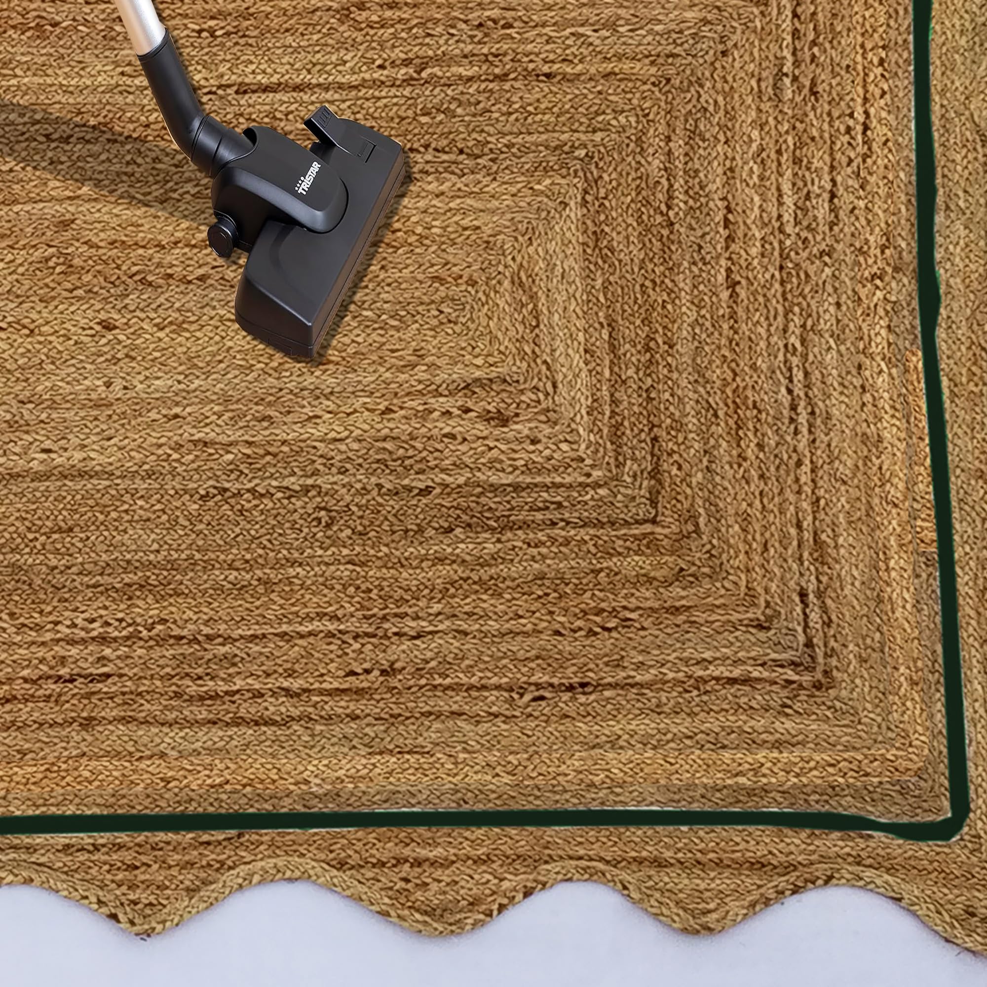Tapis indien en jute festonné à la main pour chambre à coucher, 1,2 x 1,2 m, style bohème en jute et chanvre pour pendaison de crémaillère