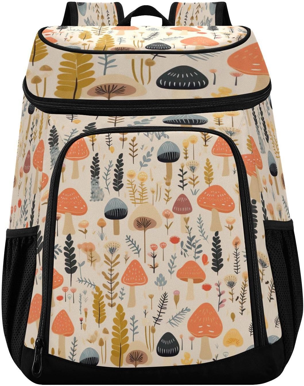 Cute Mushrooms Cooler Backpack 36 Cans Leakproof Waterproof Backpack Cooler Bag Beach Accessories Travel Camping Fishing Backpack for Women Men