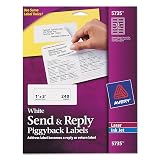 Avery 5735 Send & Reply Piggyback Inkjet/Laser Printer Labels, 1 5/8 x 4, White, 240/Pack – view 1