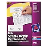 Avery 5735 Send & Reply Piggyback Inkjet/Laser Printer Labels, 1 5/8 x 4, White, 240/Pack