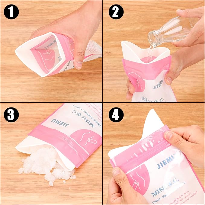Pack de 8 bolsas desechables portátiles para orina miniatura 5
