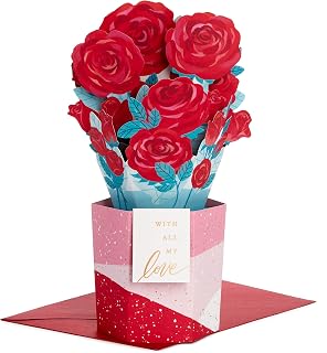 Hallmark Paper Wonder Romantic Pop Up Anniversary Card or Love Card, Displayable Bouquet (Roses)