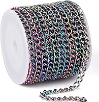 Vista 7 de Rollo de cadenas coloridas de acero inoxidable de 66 pies, acero inoxidable 304 de 0.059 pulgadas de acero inoxidable 304, cadenas trenzadas