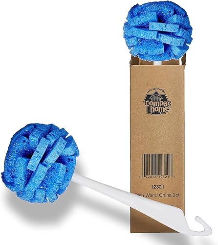 Compac Home Dish Wand China - Esponja de espuma duradera para pétalos y platos limpios, ollas, botellas y cristalería, 2 unidades