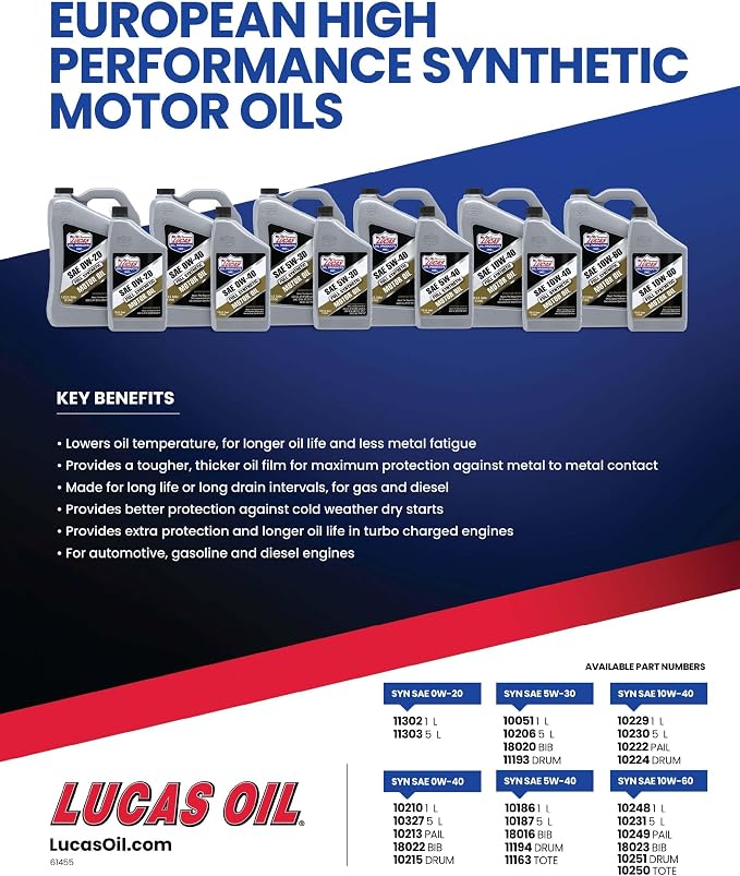 Lucas Oil Aceite Motor Sintético SAE 10W-60 1 L miniatura 3