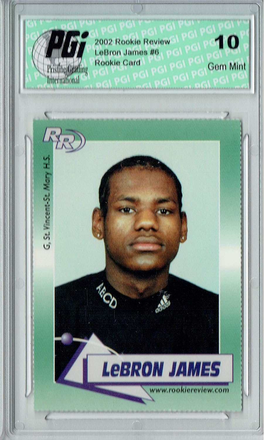 LeBron James 2002 Rookie Review High School Card #6 Adidas Perfs