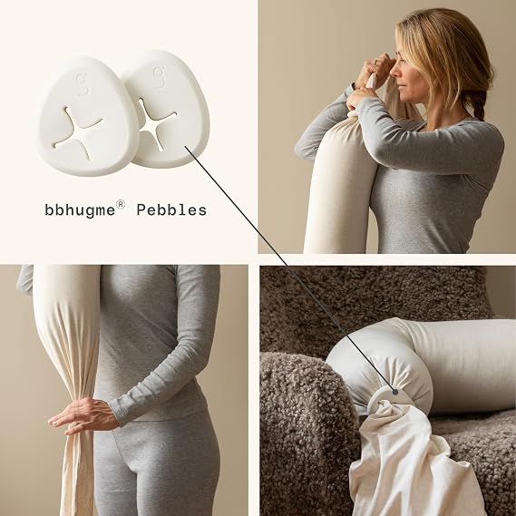 bbhugme Adjustable Nursing Pillow - Breastfeeding, Bottle Feeding, Baby Support - Adjustable Firmness and Fit - Washable Pillow Cover - Soft White/Vanilla